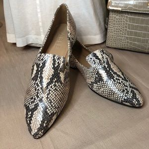 ABLE Leather Snakeskin Pattern Pointed Toe Loafers